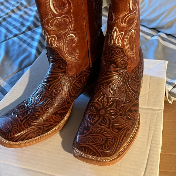 men's cowboy boots with printed design in brown color size 11 for men - Picture 4 of 5